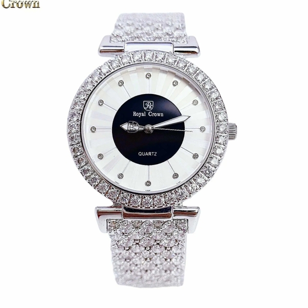 Đồng Hồ Nữ Royal Crown 4611P Dây Sắt Đính Full Đá