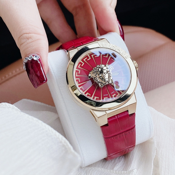 Đồng Hồ Unisex Versus By Versace Quartz VE3F00722 Dây Da Vỏ Vàng Mặt Đỏ