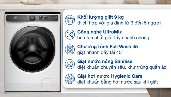 Máy giặt Electrolux UltimateCare 500 Inverter 9 kg EWF9023P5WC