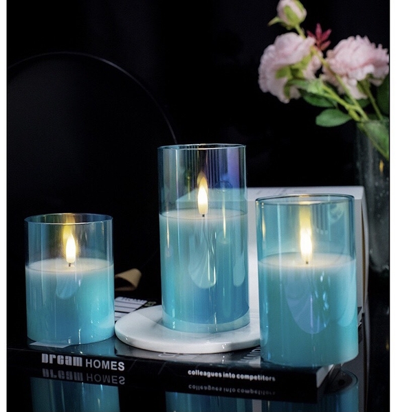 CHÂN NẾN THỦY TINH XANH