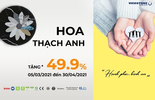 VICOSTONE ƯU ĐÃI LÊN TỚI 49,9% VỚI “HOA THẠCH ANH” TRONG THÁNG 3