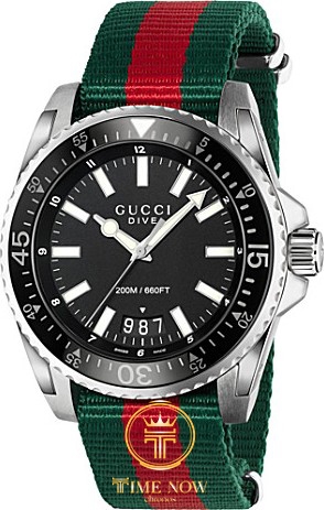 ĐỒNG HỒ GUCCI YA136206 DIVE BLACK DIAL RED AND GREEN WATCH ĐỒNG HỒ GUCCI YA136206 DIVE BLACK DIAL RED AND GREEN WATCH