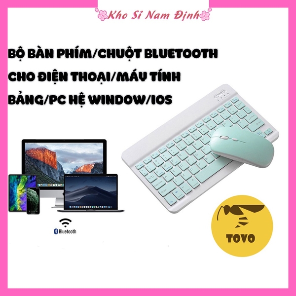 Bộ bàn phím và chuột máy tính mini không dây Bluetooth nhiều màu sắc sử dụng phù hợp cho điện thoại và ipad