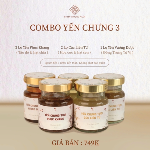 Combo Yến Chưng Tiệt Trùng 3 (2YC  Phục Khang+ 2 YC  Cúc Liên Tử + 1 YC Vương Dược)