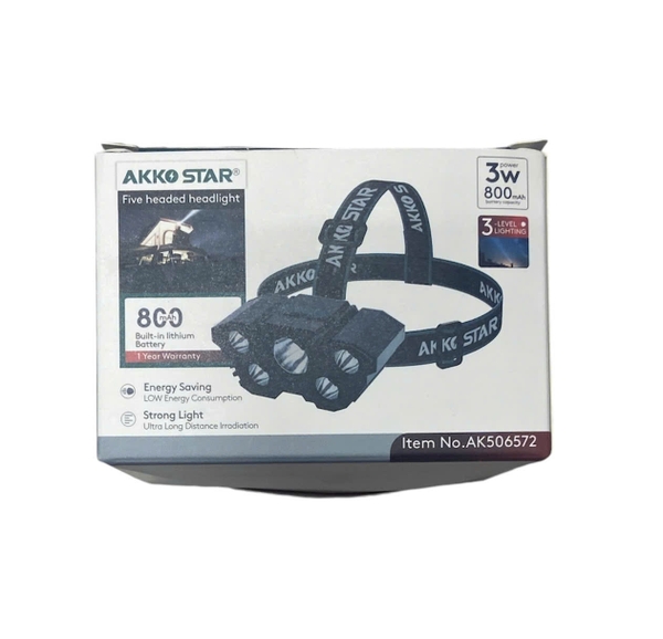 Đèn pin 5 bóng sạc tích điện 800mah 3w Akko Star 506572