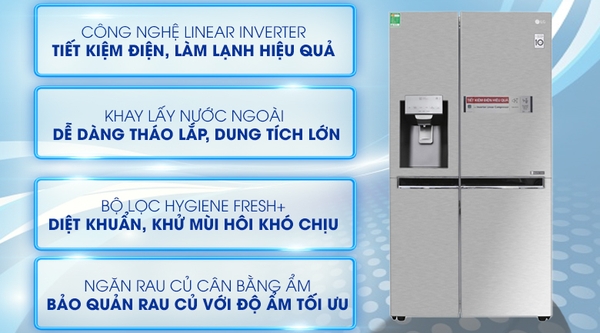 Tủ lạnh LG Inverter 635 Lít GR-D257JS Giá tại kho