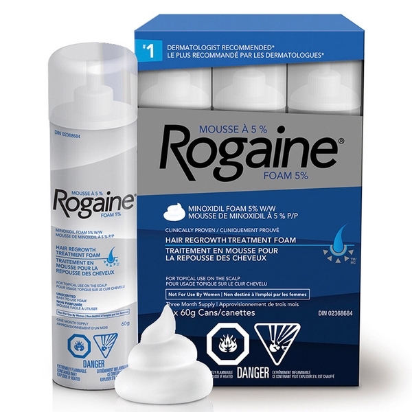 Bọt mọc tóc cho nam Mens Rogaine Minoxidil 5 Set Foam 60g x3 Honestmart
