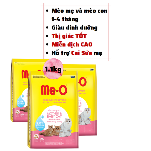 Hạt Me-O Mother & Baby Cat Cho Mèo Bầu Và Mèo Con - Gói (1.1kg)