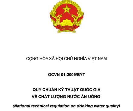 Quy chuẩn kỹ thuật Quốc gia QCVN 01:2009/BYT Về Chất Lượng Nước Ăn Uống Do Bộ Y Tế Ban Hành