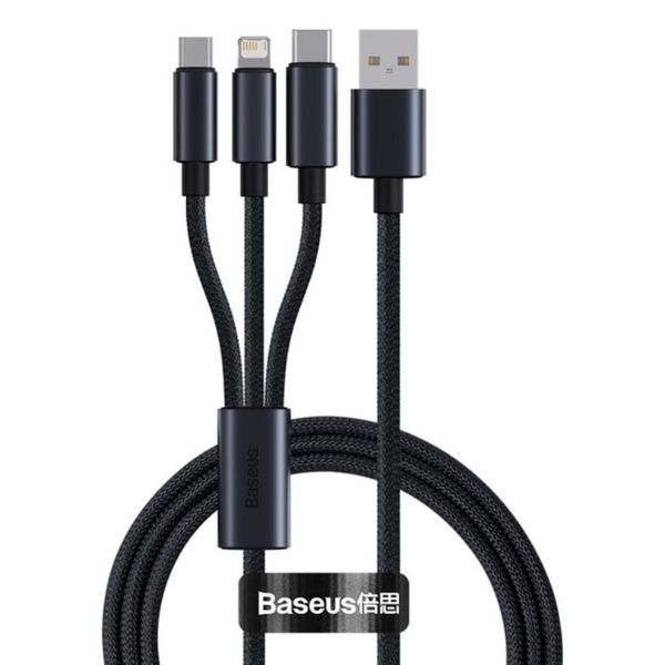 Cáp 3in1 Minimalist Series Fast Charging Data Cable USB to Micro + Lightning + Type C 3.5A sạc