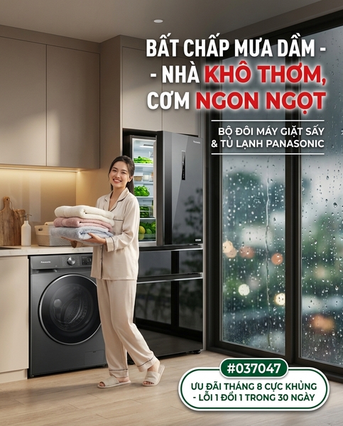 Bắc Giang Mưa Dầm Oi Ẩm Kéo Dài: Bí Quyết Giữ Quần Áo Khô Thơm Và Thực Phẩm Tươi Ngon Cùng Panasonic
