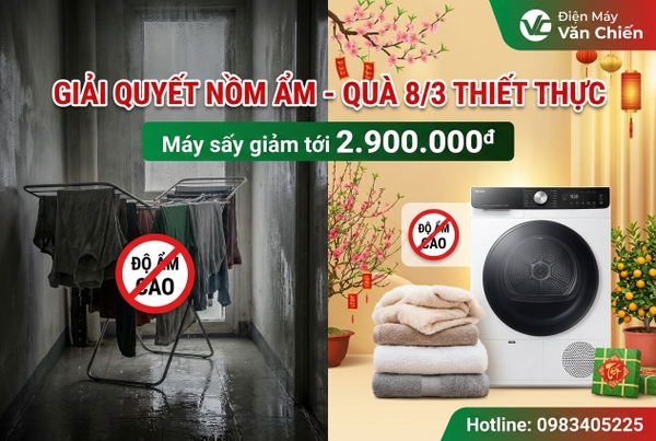 Máy sấy quần áo giải quyết gì trong mùa nồm ẩm tại Bắc Giang?