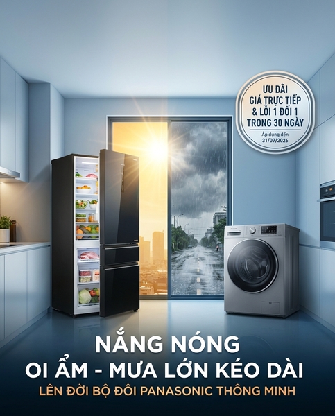 Bắc Giang oi nóng đỉnh điểm và sắp mưa lớn 52mm: Bí quyết bảo quản thực phẩm và giặt giũ thông minh cùng bộ đôi Panasonic tại Điện Máy Văn Chiến