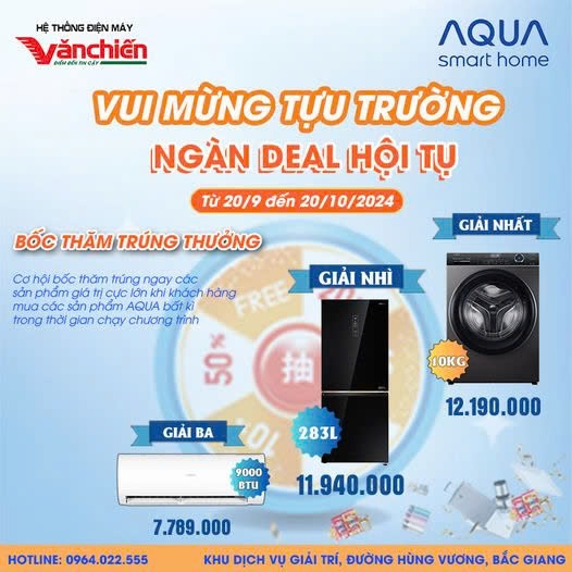 Bốc Thăm Trúng Thưởng Aqua Tại Điện Máy Văn Chiến | Đăng Ký Ngay!