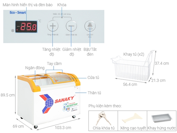 Tủ Đông Sanaky Inverter 280 lít VH3899K3B