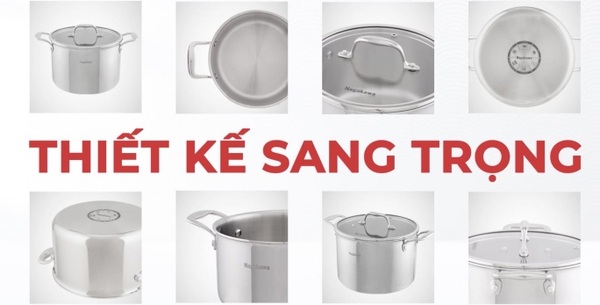 Bộ 3 nồi inox 5 lớp toàn phần Nagakawa Natsu NAG1356