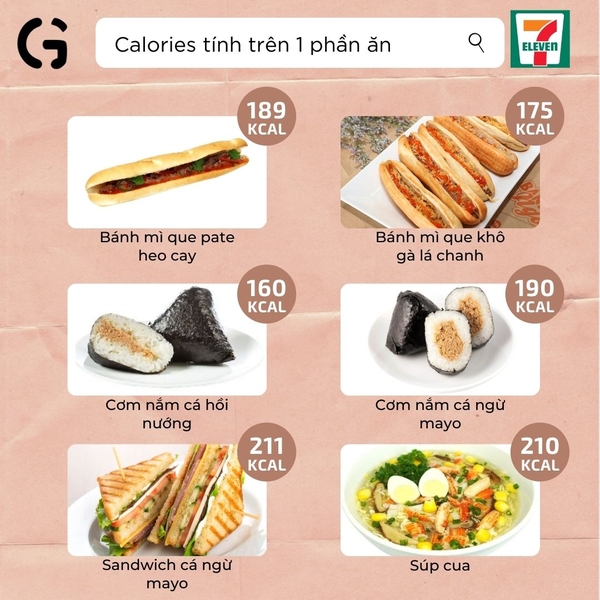 Calories tính trên 1 phần ăn