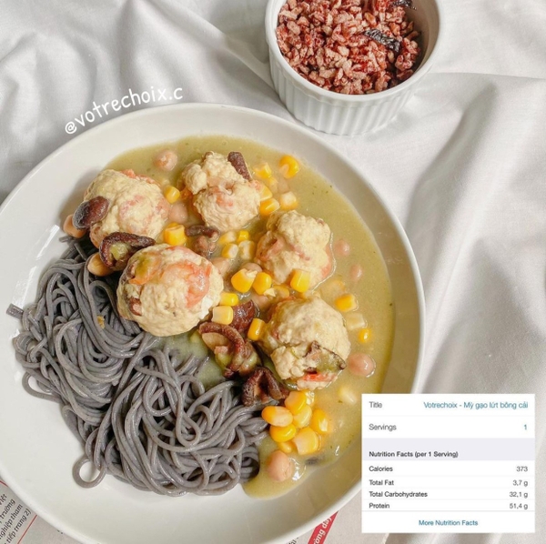 Mỳ gạo lứt đen bông cải