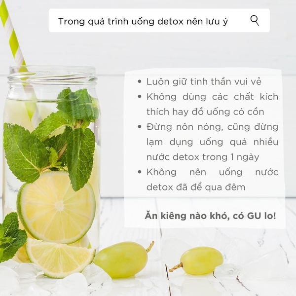 Lưu ý trong quá trình uống detox