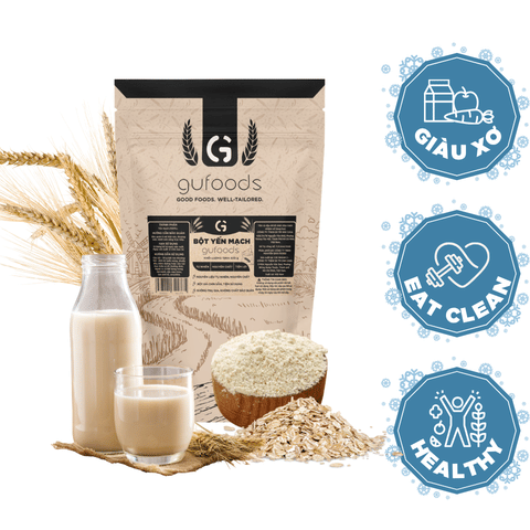 Bột Yến mạch ăn liền GUfoods - Nguyên liệu nhập khẩu, Bột đã chín, Giàu chất xơ & protein thực vật, Tốt cho sức khoẻ, Ăn kiêng, Healthy, Tập gym, Eat clean (túi zip 500g)