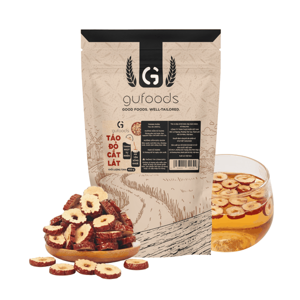 Táo đỏ cắt lát GUfoods - Ngọt thanh tự nhiên, Giàu chất xơ, Hỗ trợ thư giãn tinh thần, Healthy, Eat clean (túi 400g)