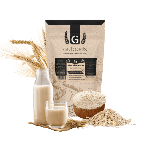 Bột Yến mạch ăn liền GUfoods (túi 500g) - Nguyên liệu nhập khẩu, Bột đã chín, Giàu chất xơ & protein thực vật, Tốt cho sức khoẻ, Ăn kiêng, Healthy, Tập gym, Eat clean