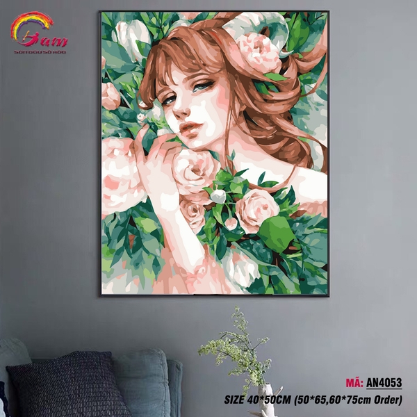 Tranh tô màu số hóa Gam AN4053 40x50cm căng sẵn khung