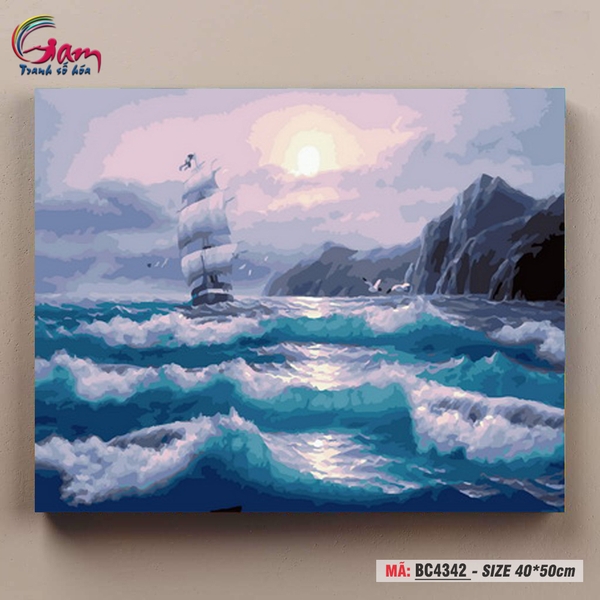 Tranh trang trí sơn dầu tự  tô Gam thuận buồm xuôi gió BC4342