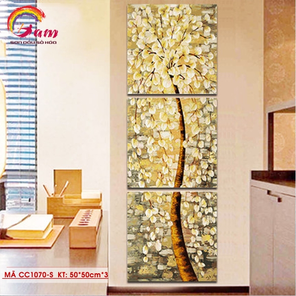 Tranh số hóa tự tô màu Gam bộ 3 tranh CC1070 50x50cmx3 căng sẵn