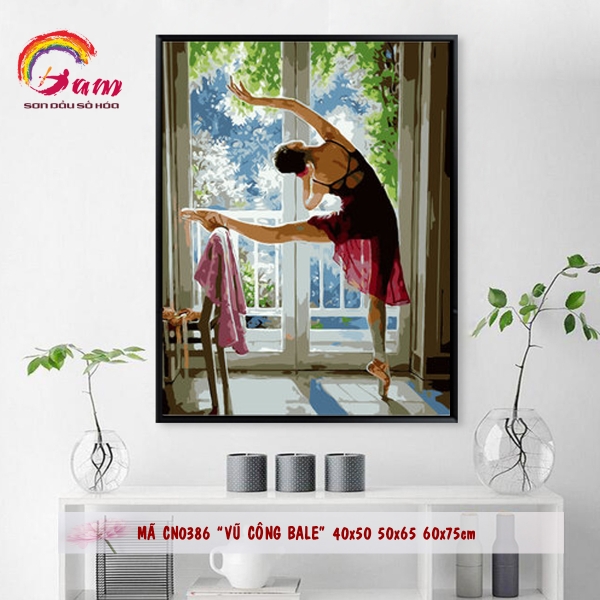 Tranh tự tô màu theo số Gam CN0386 40x50cm căng sẵn khung