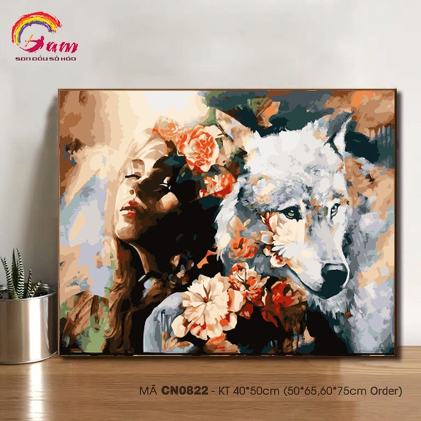 Tranh tô màu theo số Gam CN0822 khổ lớn 60x75cm căng sẵn (Hàng đặt trước)