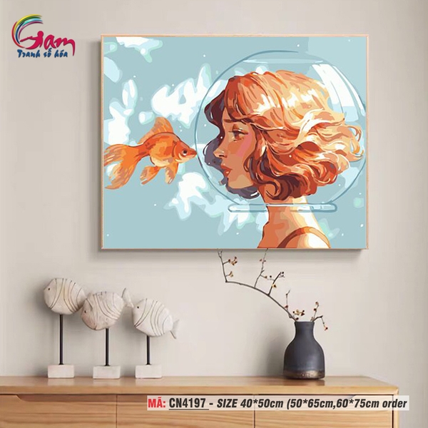 Tranh tô màu theo số Gam cô gái Anime hiện đại CN4197