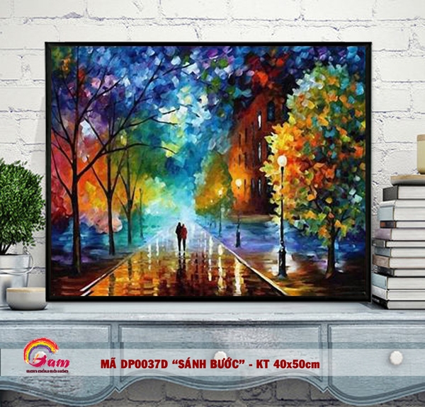 Tranh tự tô màu DIY sơn dầu số hóa về tình yêu - Mã DP0037D Sánh bước bên nhau