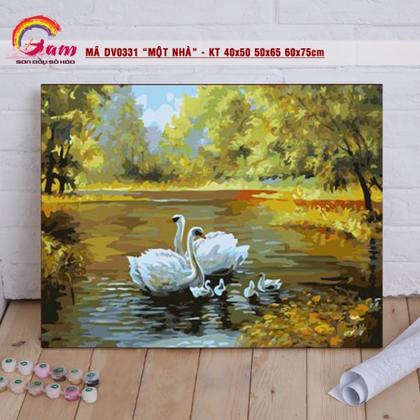 Tranh tự tô màu theo số Gam DV0331 40x50cm căng sẵn khung