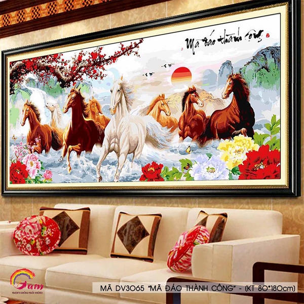 Tranh sơn dầu số hóa tự tô Gam DV3065 khổ lớn 80x180cm KHÔNG KHUNG