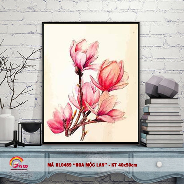 Tranh tô màu số hóa Gam HL0489 Tranh hoa mộc lan Hoa đại lan