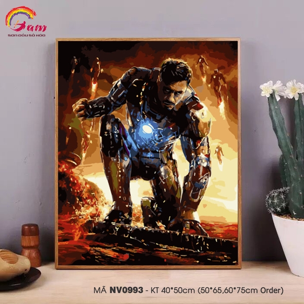 Tranh tô màu theo số sơn dầu số hóa Siêu anh hùng Marvel Người sắt Iron man NV0993