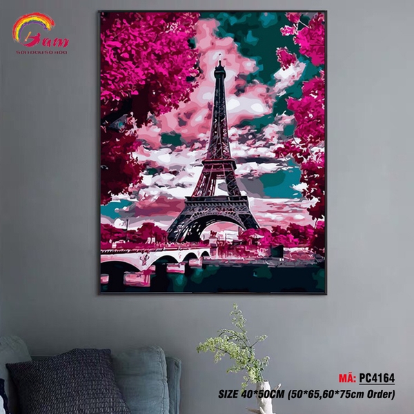 Tranh tô màu theo số Gam Tháp Eiffel PC4164