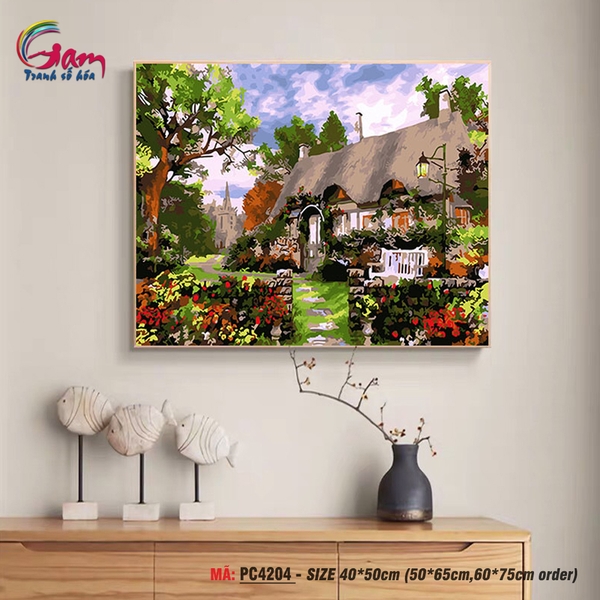 Tranh tô màu theo số Gam ngôi nhà theo phong cách Châu Âu PC4204