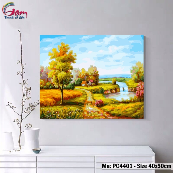 Tranh trang trí tự tô màu theo số phong cảnh Cánh đồng hoa GAM PC4376 - PC4401-4050