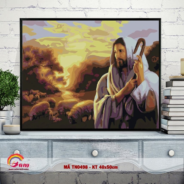 Tranh sơn dầu số hóa DIY tự tô màu - Mã TN0498 Chúa Giê Su Tranh tôn giáo