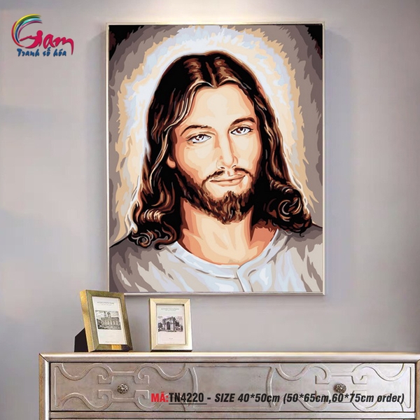 Tranh tô màu theo số Gam công giáo Chân dung Chúa Giêsu TN4220