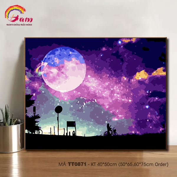 Tranh tự tô màu theo số Gam mã TT0871 Tranh trừu tượng bầu trời sao dải ngân hà