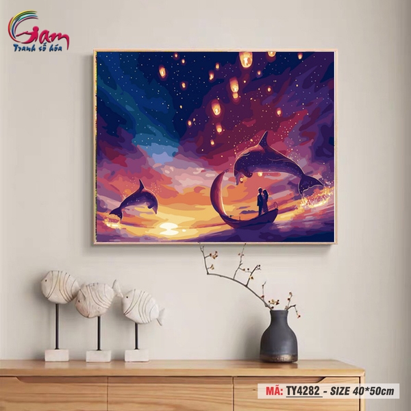 Tranh trang trí tự tô màu theo số Gam Tình yêu đôi lứa TY4282