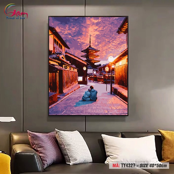 Tranh tô màu theo số Gam tình yêu dưới hoàng hôn TY4327