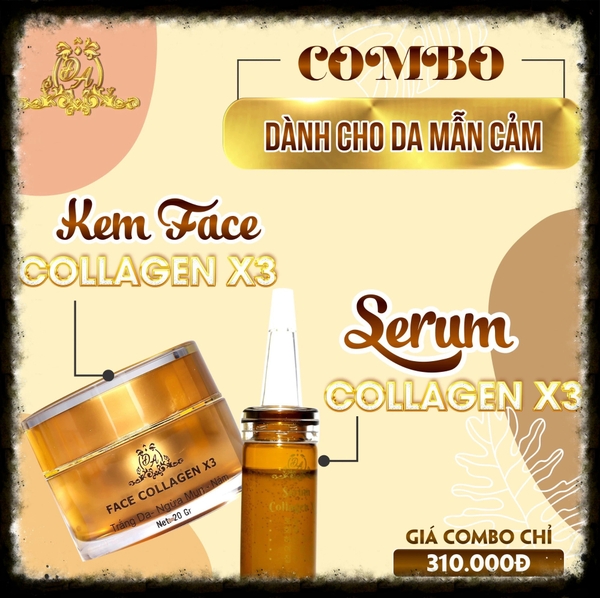 Combo Serum Dưỡng Và Kem Face Collagen X3 Mỹ Phẩm Đông Anh™ Chính Hãng