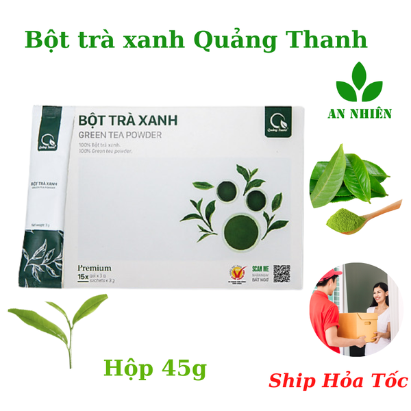 Bột trà xanh nguyên chất sấy lạnh Quảng Thanh 45g (15 gói/hộp)