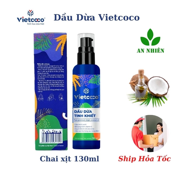 Dầu dừa tinh khiết Vietcoco 130ml - dùng để dưỡng tóc, dưỡng da