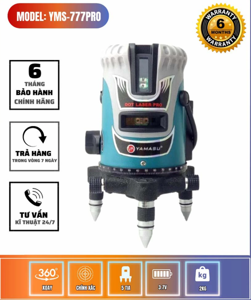 Máy Cân Bằng Laser 5 Tia Xanh YAMASU YMS-777 Pro Bản Cao Cấp