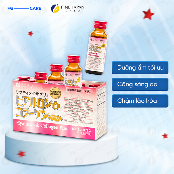 Nước uống dưỡng da Fine Japan Hyaluron & Collagen Plus 10 Chai 50ml